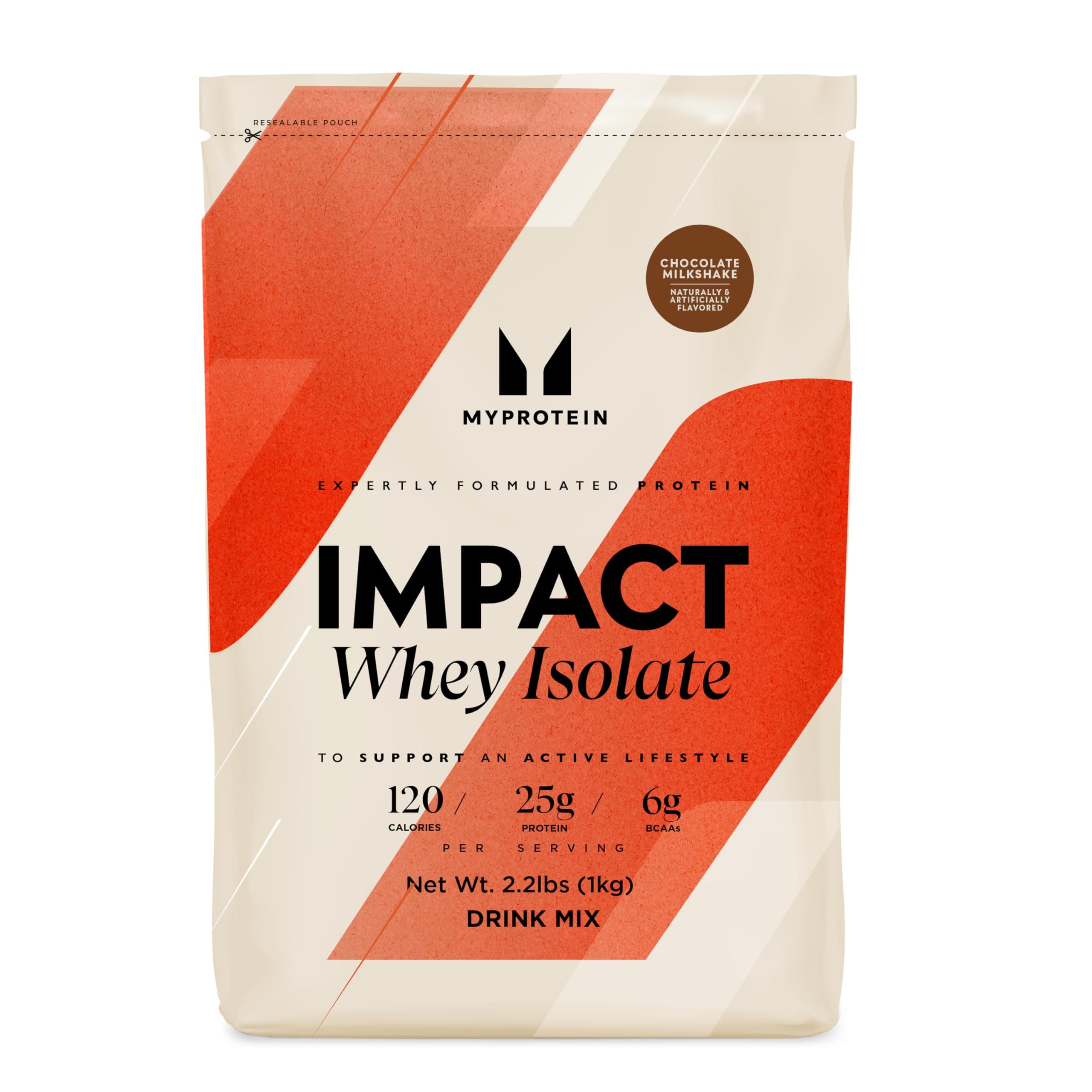Myprotein Impact Whey Protein Isolate, 2.2 Lbs (31 Servings) Chocolate Milkshake, 25g Protein, 3.5g Glutamine & 6g BCAA Per Serving, Shake for Muscle Strength & Recovery