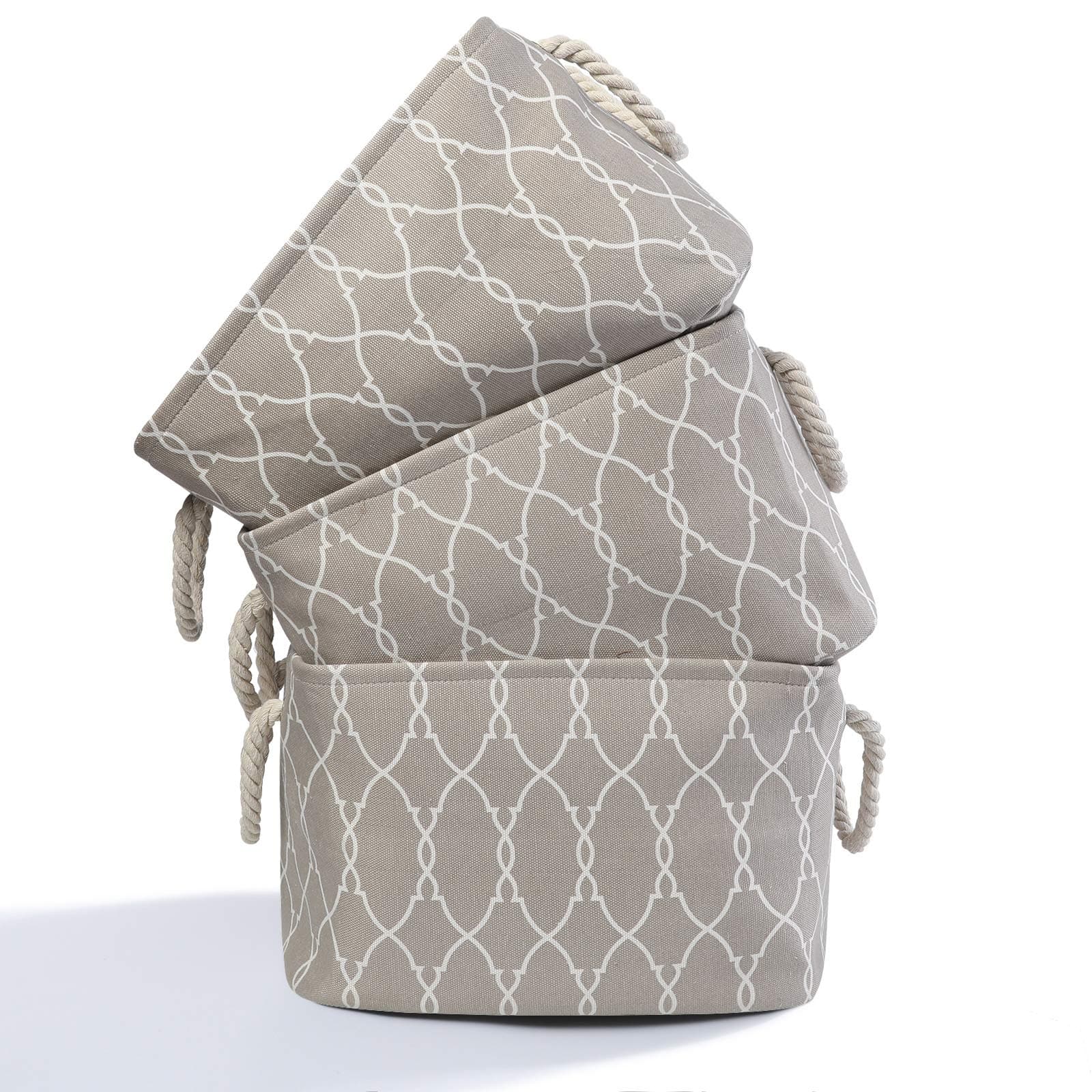 3 Pack Storage Basket Bins Foldable Shelf Basket Rectangular Fabric Organizer Bin Laundry Hampers Baskets for Nursery, Toys, Home Closet, Laundry15 x 11 x 9.8 in (Pattern)