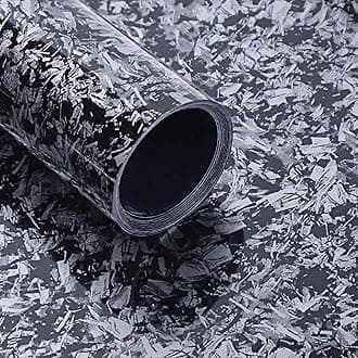 Lypumso Forged Carbon Fiber Vinyl Wrap, Gloss Crushed Stone Car Wrap Vinyl Film Easy Installation with Air Release Technology Auto Car Sticker Decal Sheet (Silver, 1ft x 5ft)