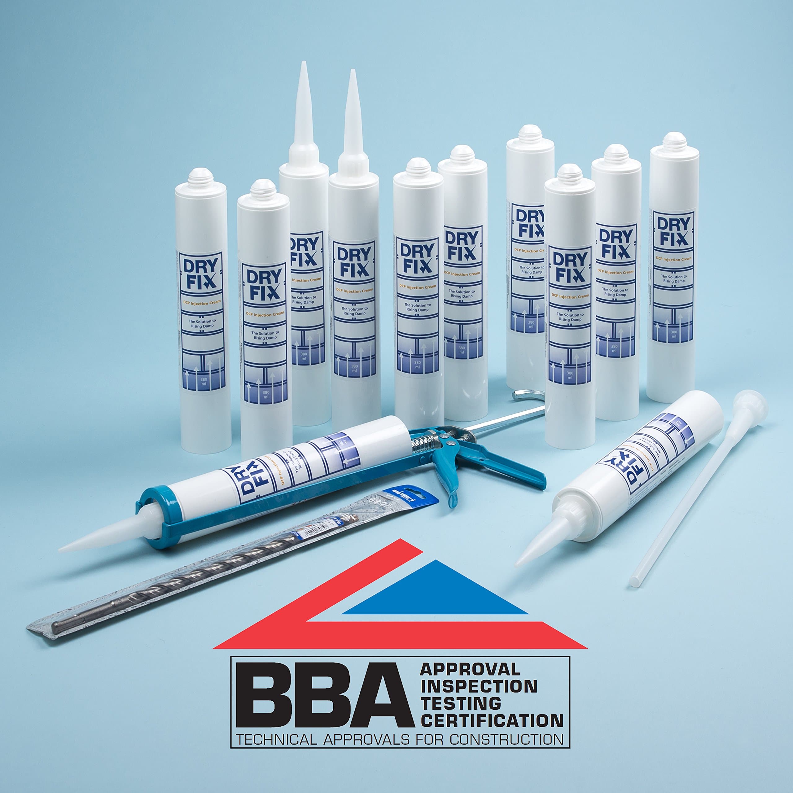 DPC Damp Proofing Injection Cream 380ml BBA x 12 Kit (with Mastic Gun & 12mm SDS Drill Bit)