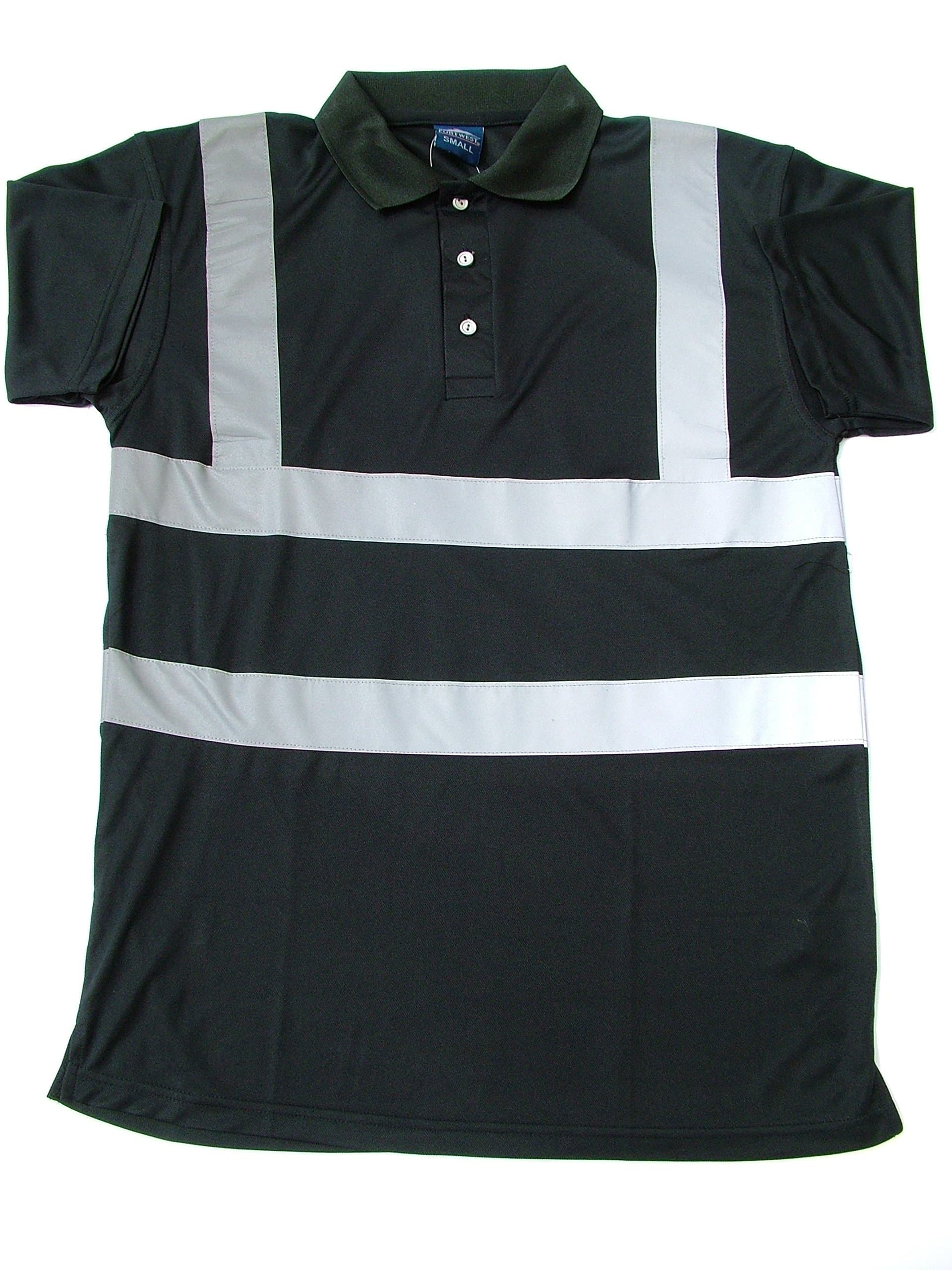 Black High Vis Polo Shirt - Security Printed - L