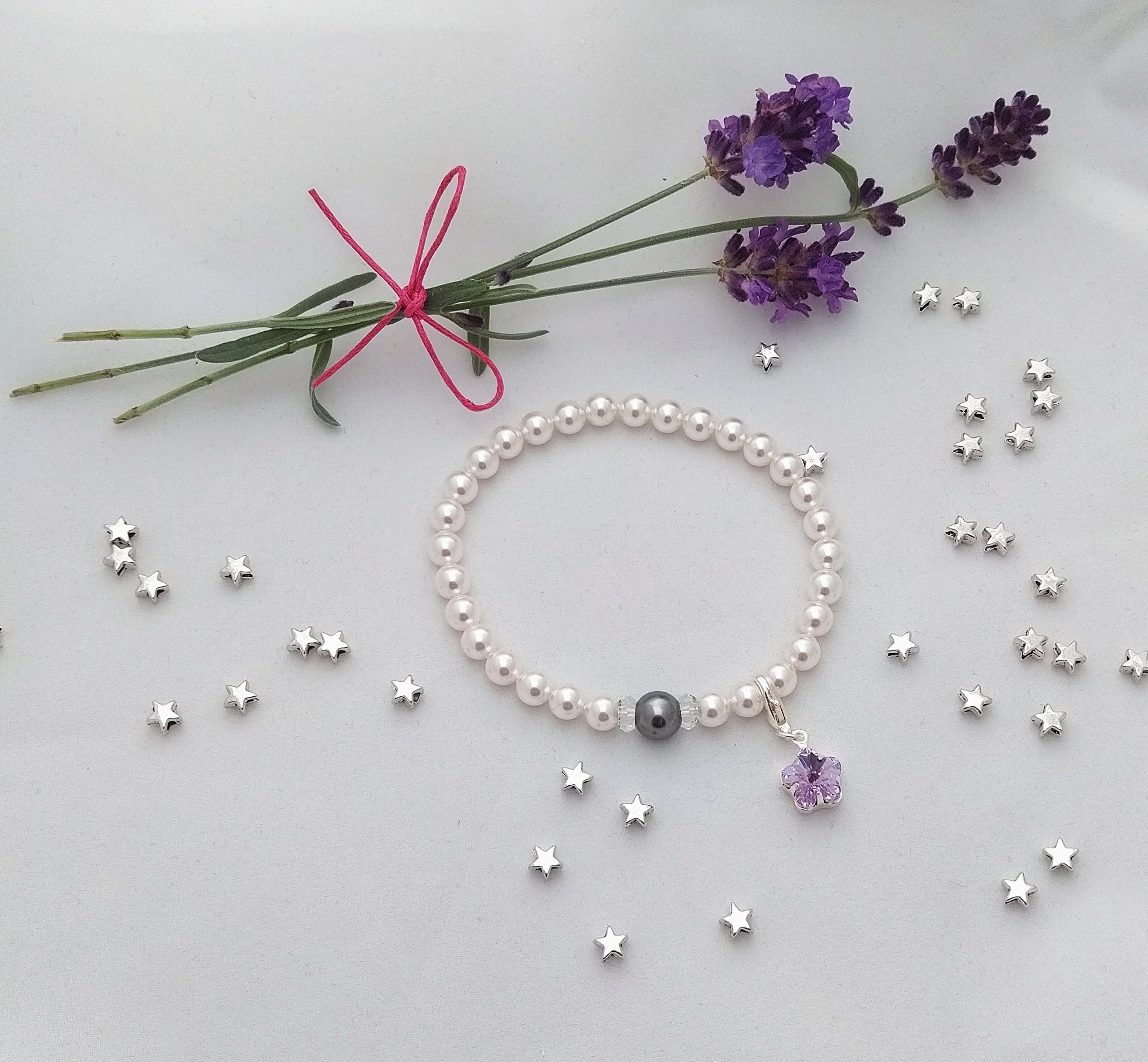 Swarovski elements syn counting/ syn tracking bracelet, also suitable for brides, bridesmaids and wedding guests. faux pearls and crystals