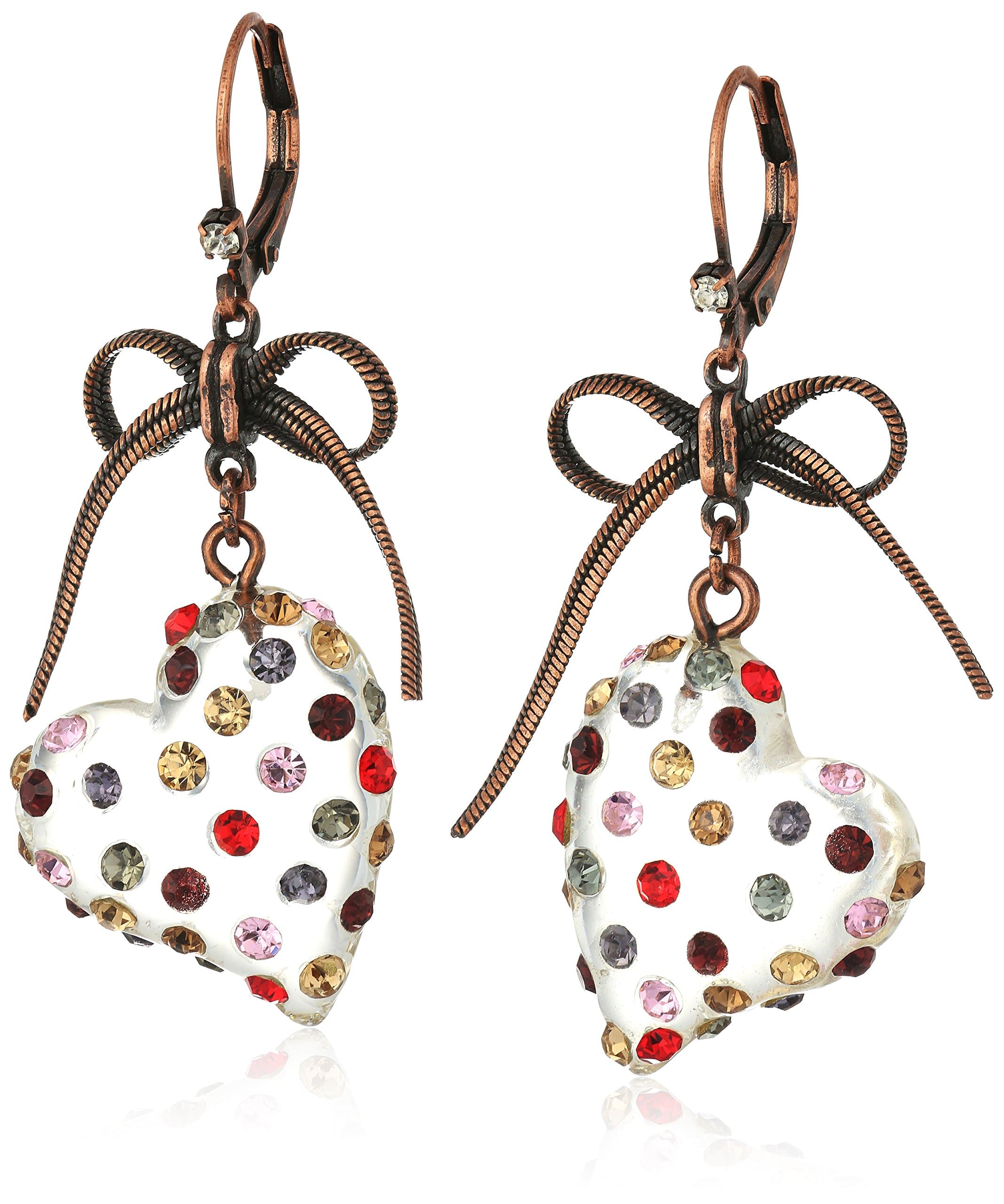 Betsey Johnson Multi Lucite Heart Drop Earrings