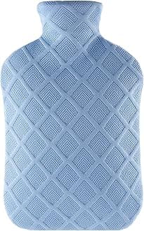 samply Hot Water Bottle with Cover, 2L Hot Water Bag for Hot and Cold Compress, Hand Feet Warmer, Neck and Shoulder Pain Relief, Blue