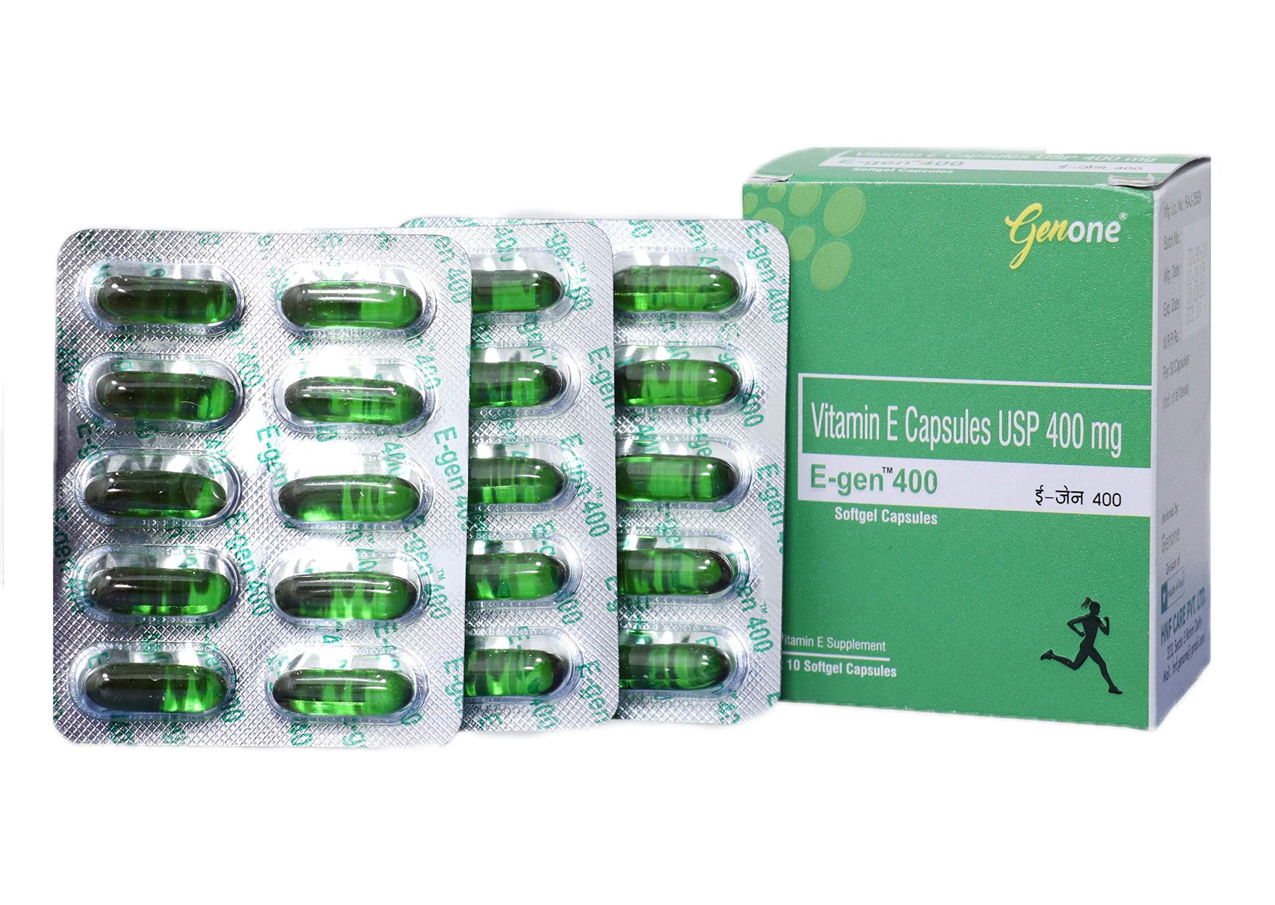 E-Gen 400 Vitamin E Capsule for Glowing Face, Skin and Hair Nutrition (30 Capsules)