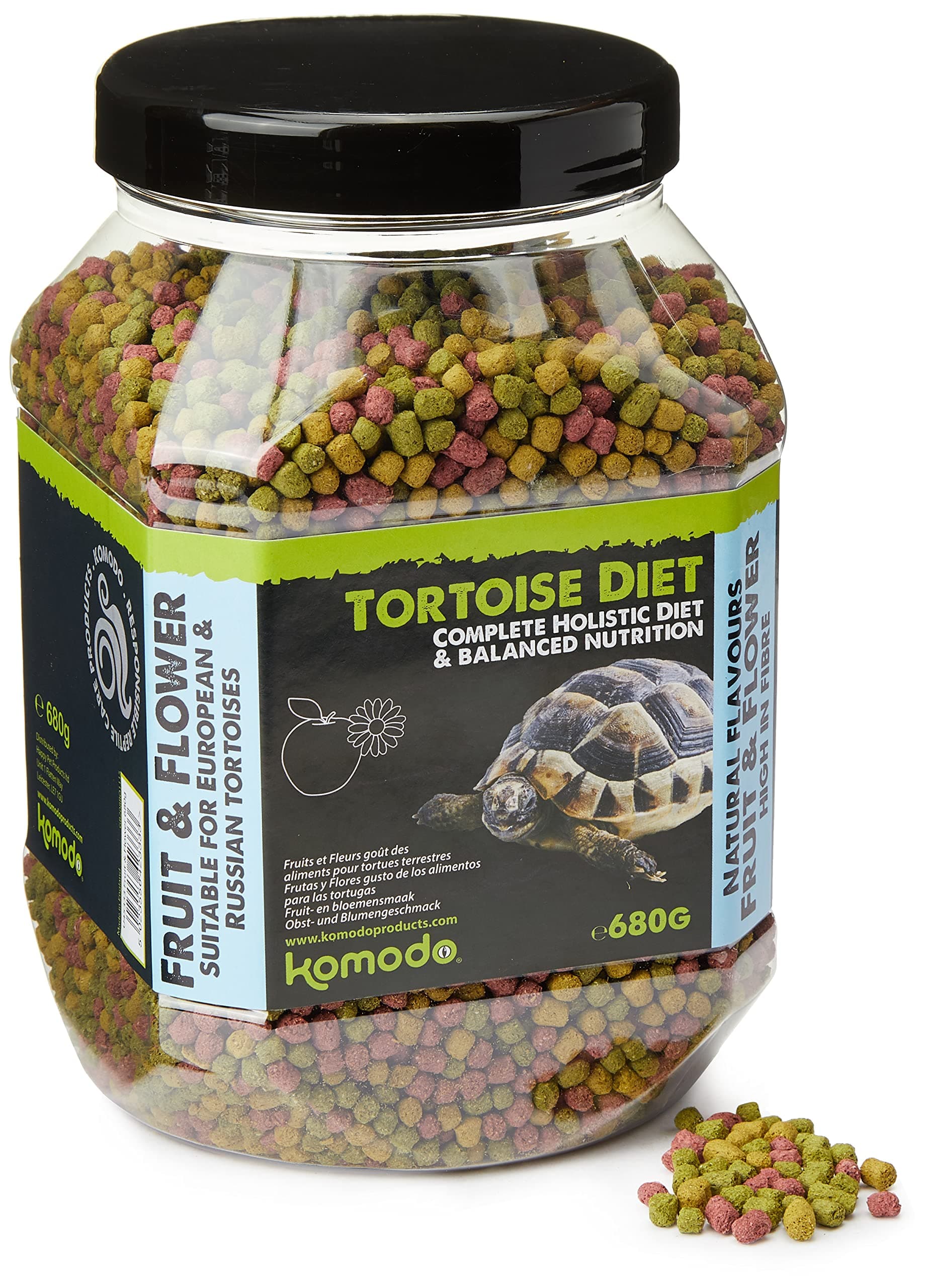 Complete Holistic Tortoise Diet Fruit and Flower 680 g, Balanced food for Tortoises, Natural Flavoured Tortoise Food