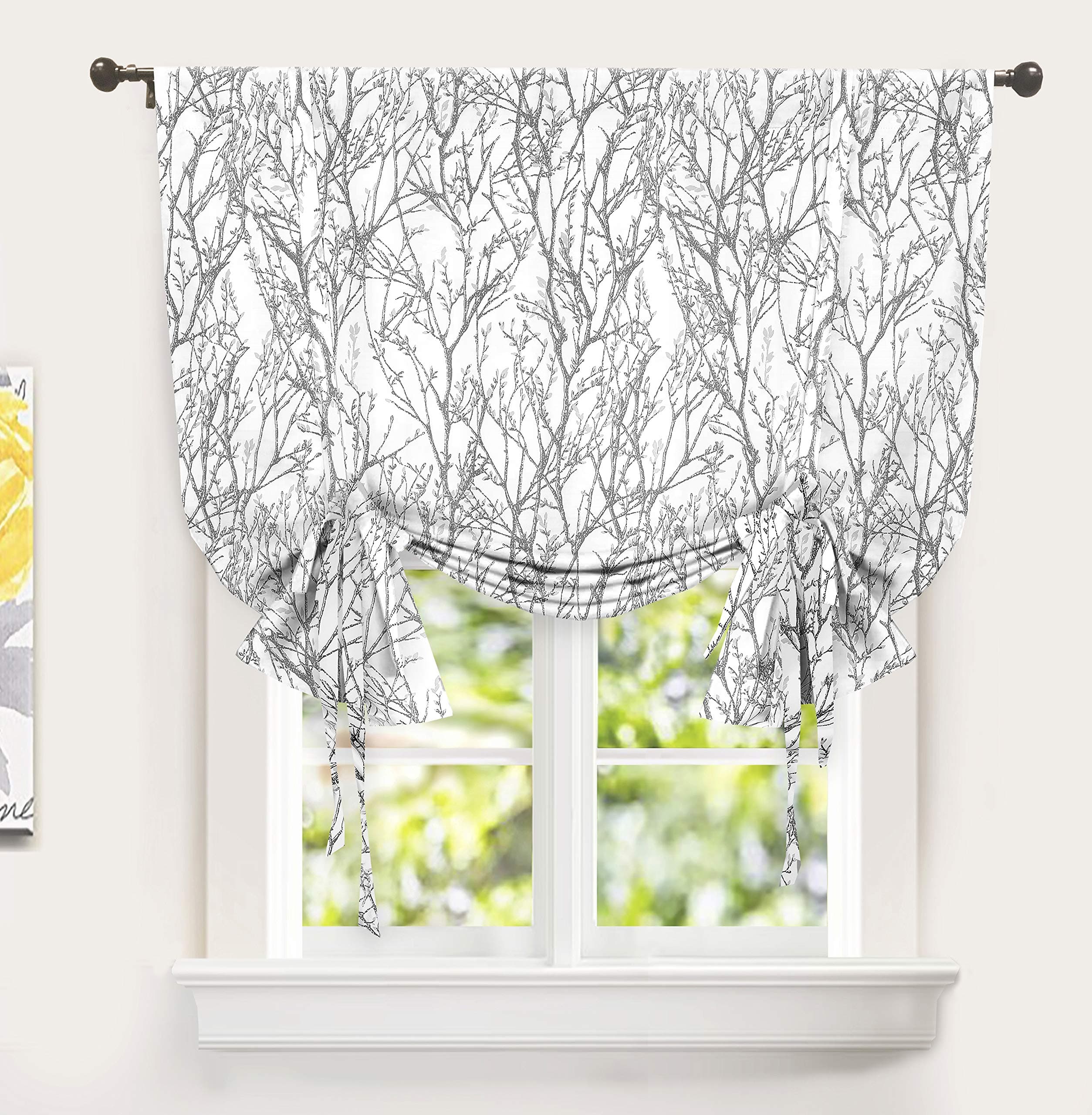 DriftAway Tree Branch Botanical Pattern Painting Tie Up Curtain