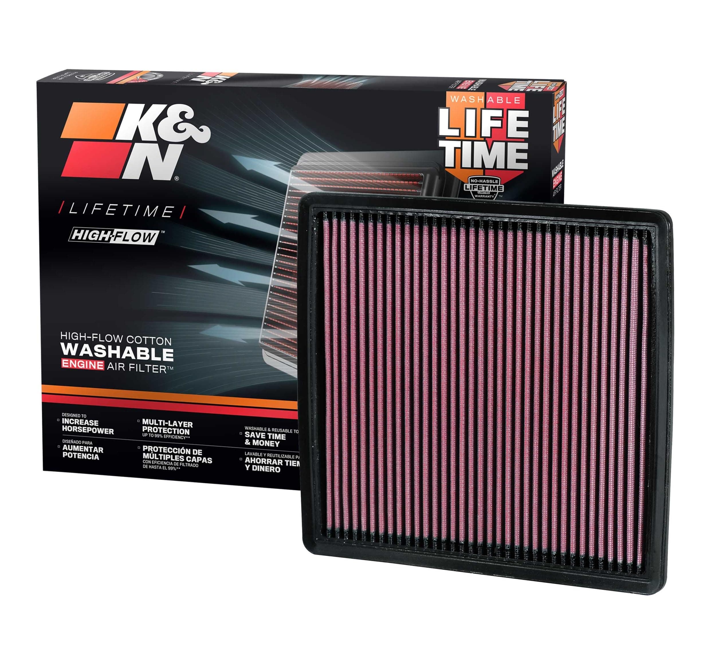 K&N Engine Air Filter: High Performance, Washable, Replacement Compatible with 2007-2019 Ford/Lincoln Truck and SUV (F150, F150 Raptor, Expedition, Navigator, F250/350/450/550/650), 33-2385
