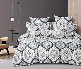 THE HOME STYLE Super Soft Glace Cotton Floral King Size AC Comforter II Blanket II Duvet With 1 King Size Elastic Fitted Bedsheet 72"X78" Inch And 2 Piiiow Cover, 350TC (Pack Of 4, Azure Grace)