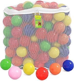 Click N' Play Ball Pit Balls for Kids, Plastic Refill Balls, 200 Pack, Phthalate and BPA Free, Includes a Reusable Storage Bag with Zipper, Bright Colors, Gift for Toddlers and Kids