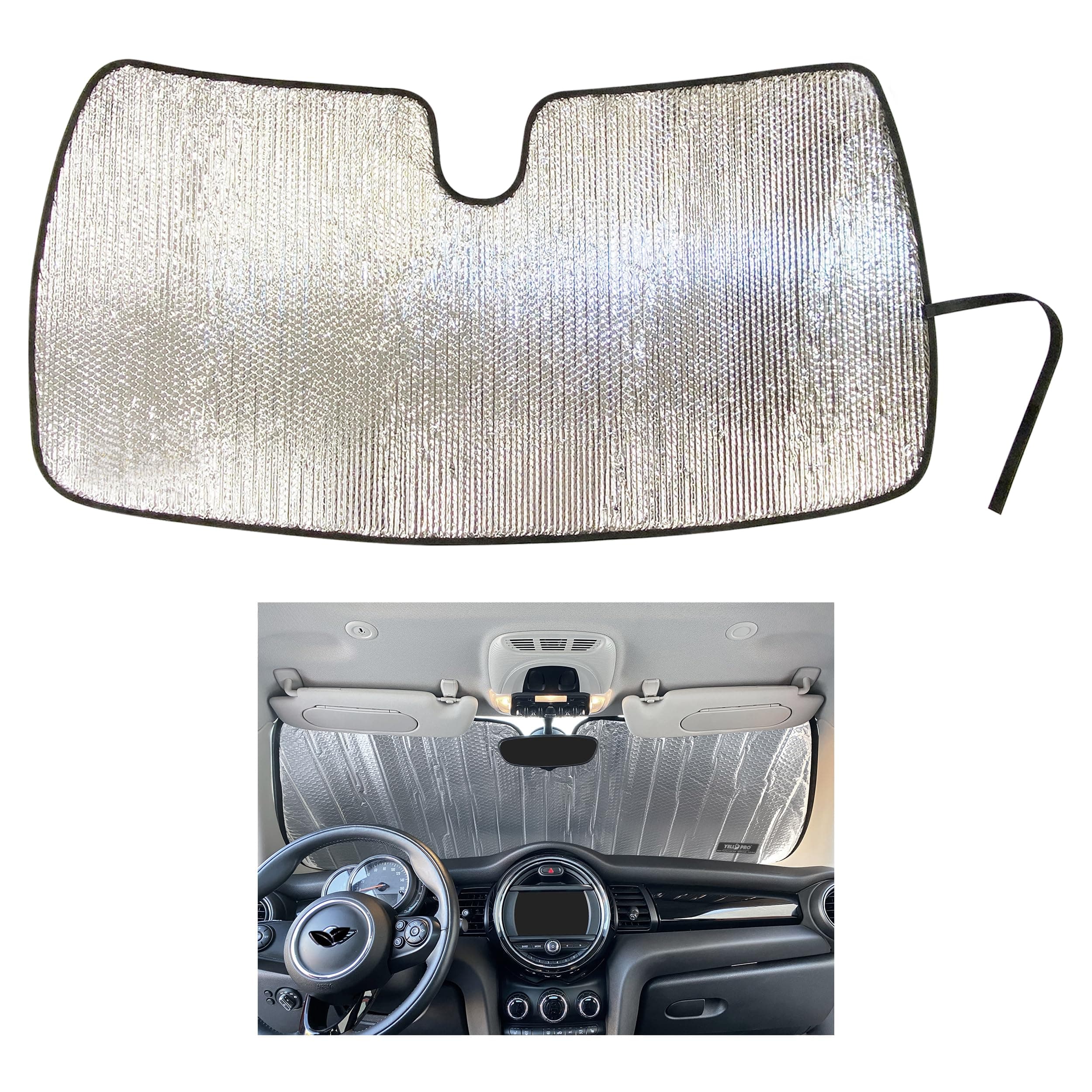 YelloPro Custom Fit Front Windshield Sunshade for 2015 2016 2017 2018 2019 2020 2021 2022 2023 2024 MINI Hardtop 4 Door, UV Protection Accessories [Made in USA]