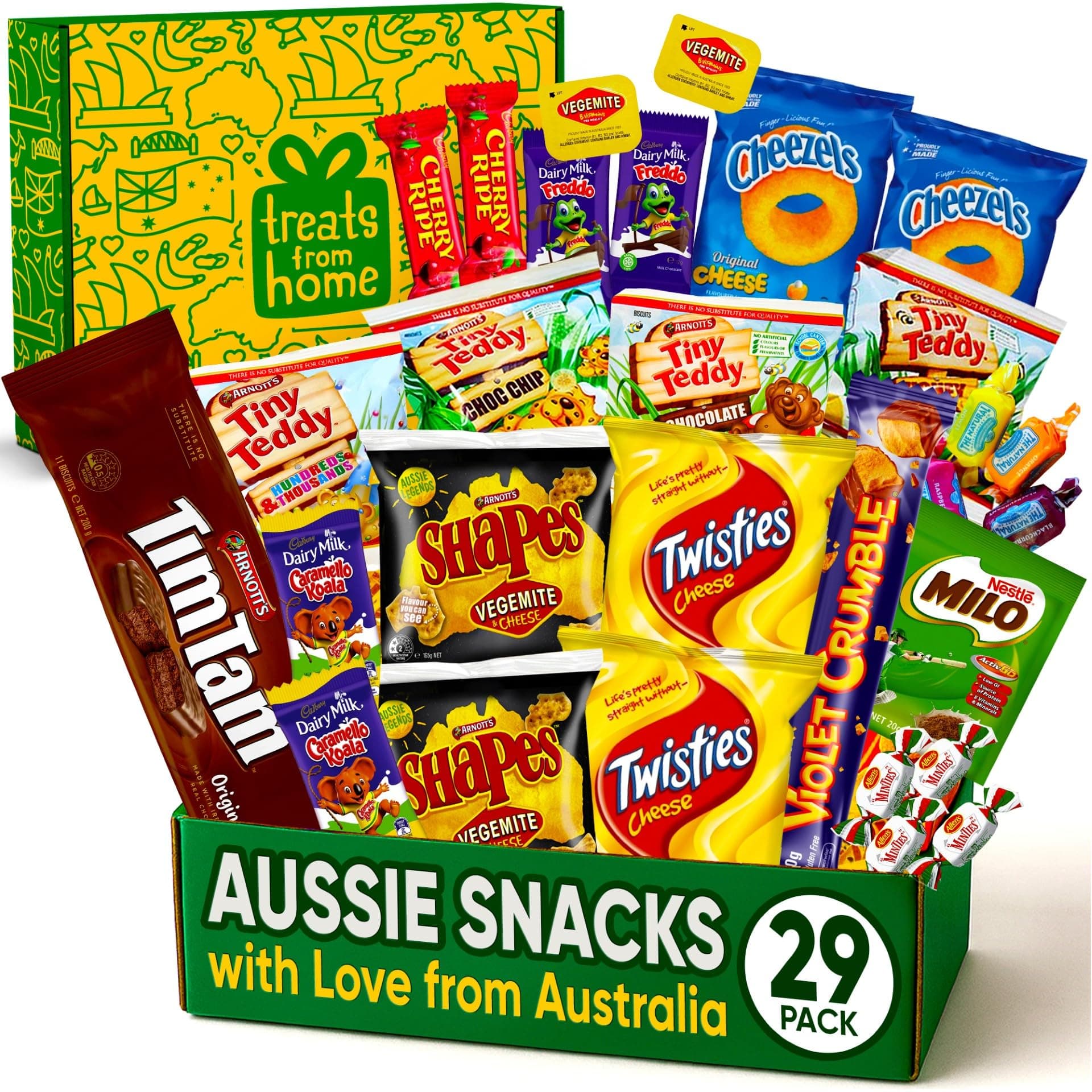 Australian Snack Gift Box Mega 29 Pack, Best Aussie Candy and Food Products, Authentic Taste of Australia, Large Snack Box - Australian Expats