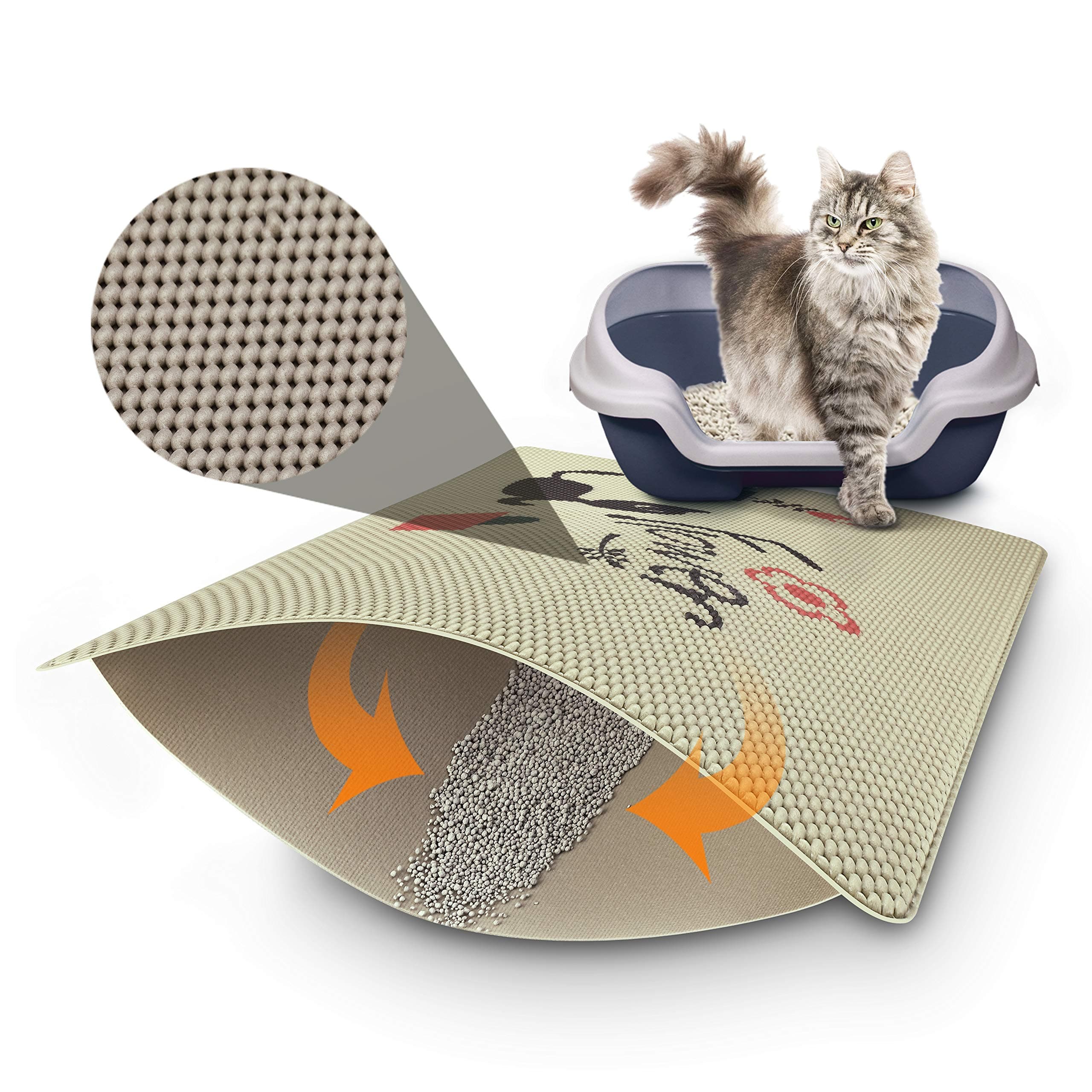 DYD Cat Litter Mat Litter Trapping Double Layer Design Waterproof Urine Proof Mat Traps Debris for Litter Boxes Soft Comfortable Surface for Cats to Walk On Easy Cleaning