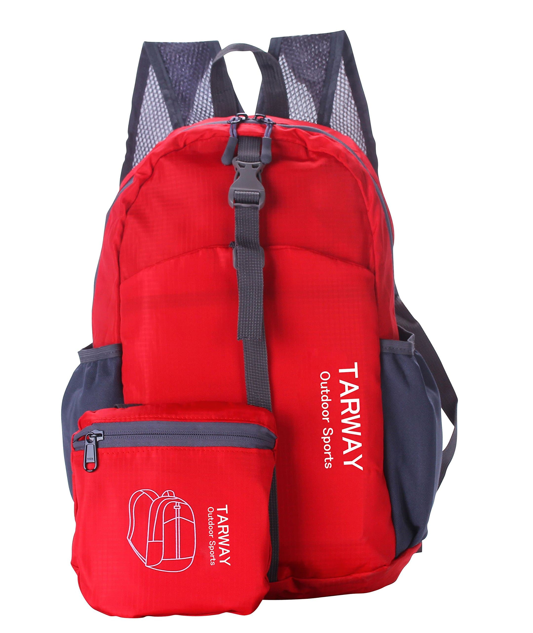 TARWAY Durable Packable Foldable Handy Lightweight Laptop Backpack Waterproof Travel Daypack (red-20L)