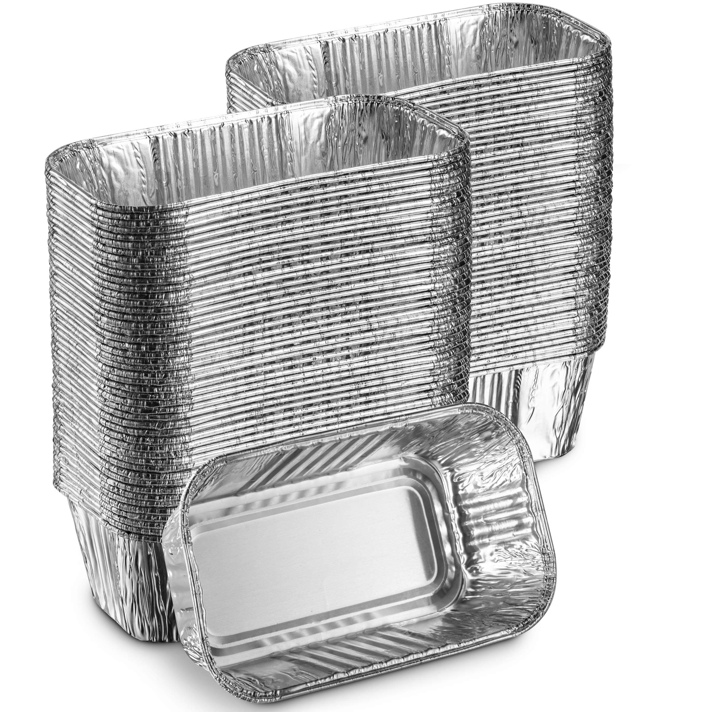 Aluminum Mini Disposable Loaf Pans | Deep Half Size 6 x 3.5” Extra Thick Foil Bread Containers for Baking, Food Storage & Takeout | Eco-Friendly & Recyclable | Bulk 100-Pack of 1 Pound Trays