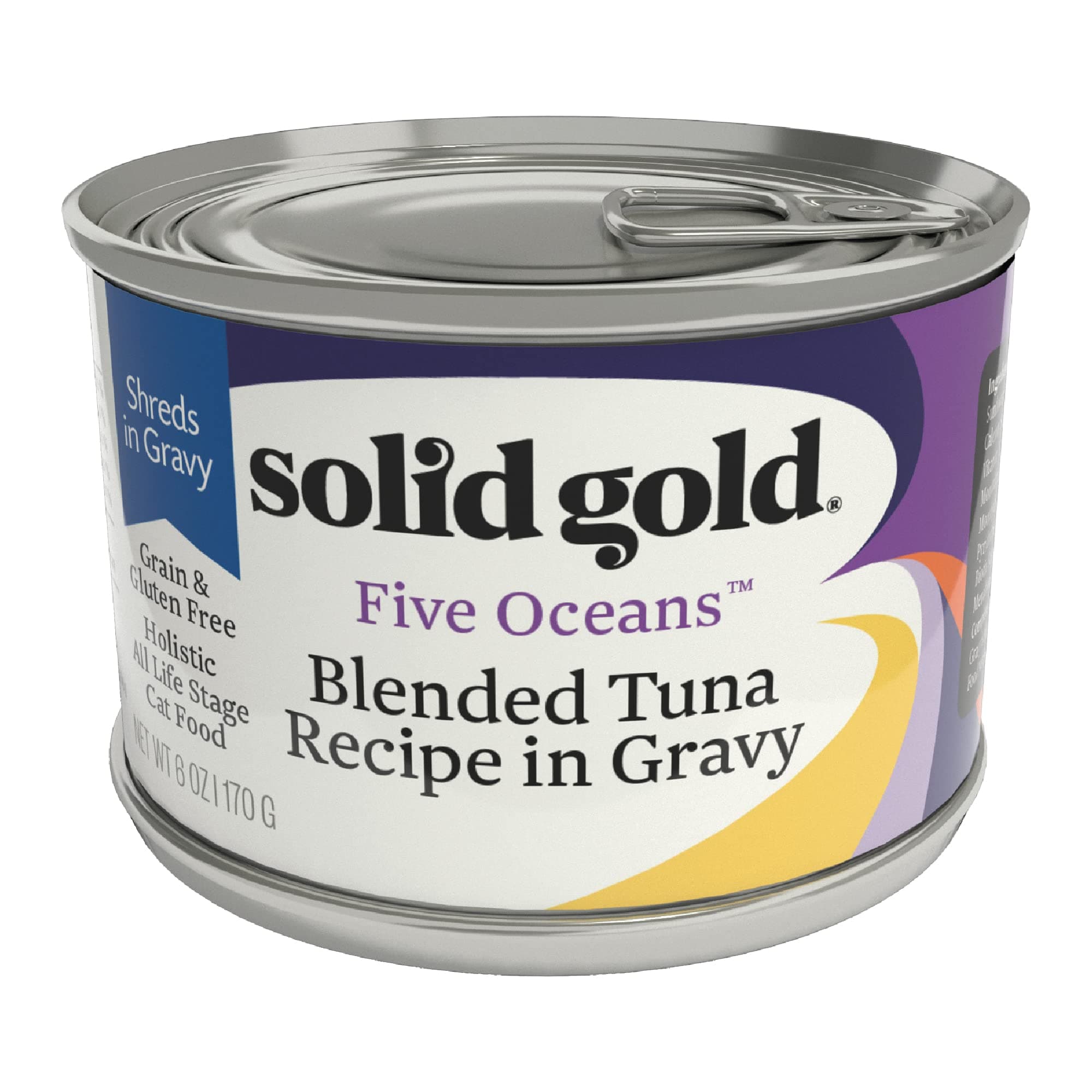 Solid Gold Five Oceans Shreds with Real Tuna in Gravy - Premium Wet Cat Food for All Life Stages, 8 Pack