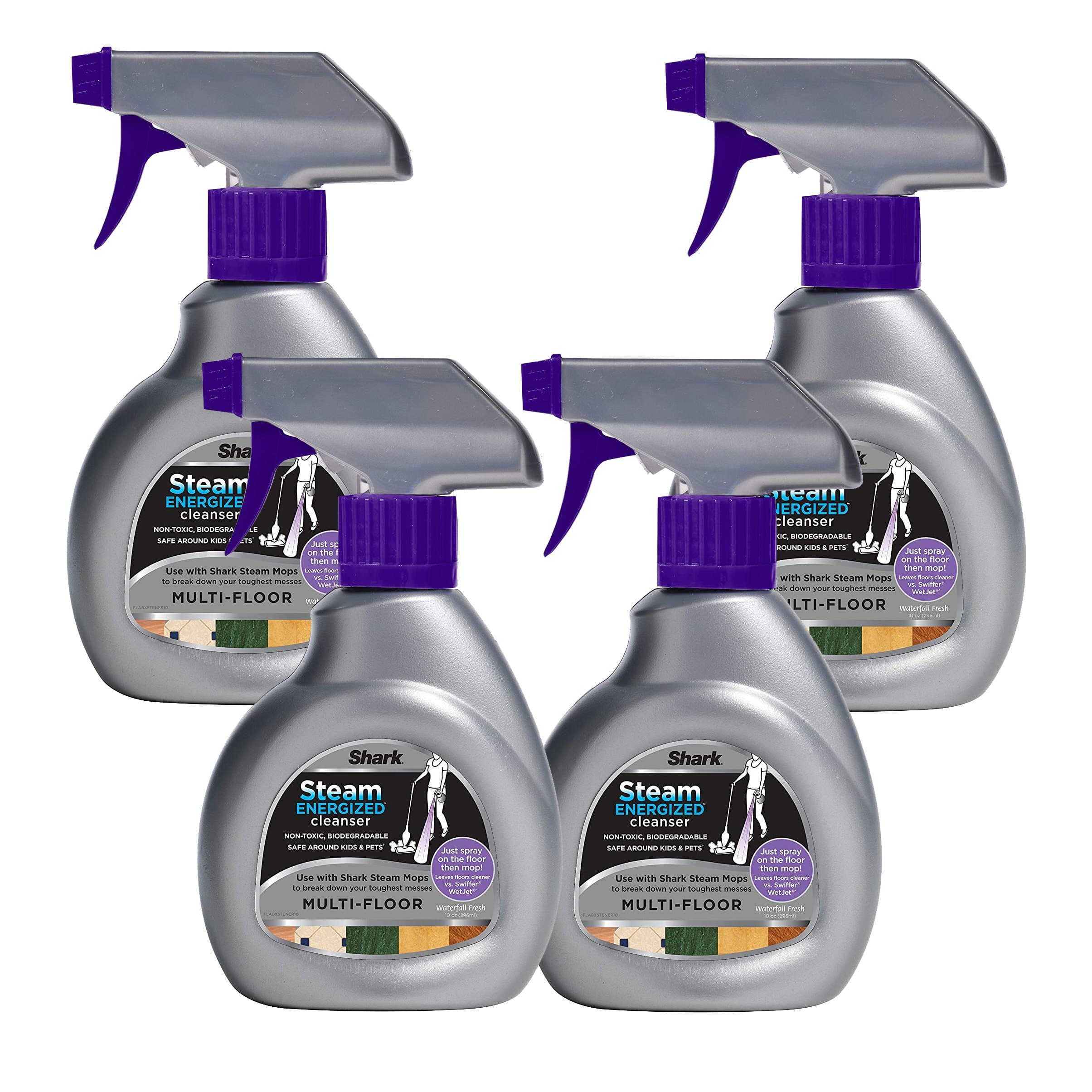 4 x Shark Steam Energized Cleanser Trigger Spray 296ml - Multi Floor Cleaner - Designed Specifically for Shark Steam Mops - Waterfall Fresh Scent
