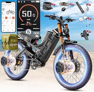 eAhora Romeo Pro 2/3 34-50Mph Electric Bike for Adults, 1600/2500/4000/5600W Dual Motor Ebike 48-60V 60-80Ah Battery 100-235 Mile Long Range, 26*4.0"/20*4.5" Fat Tire, Full Suspension, All Terrain