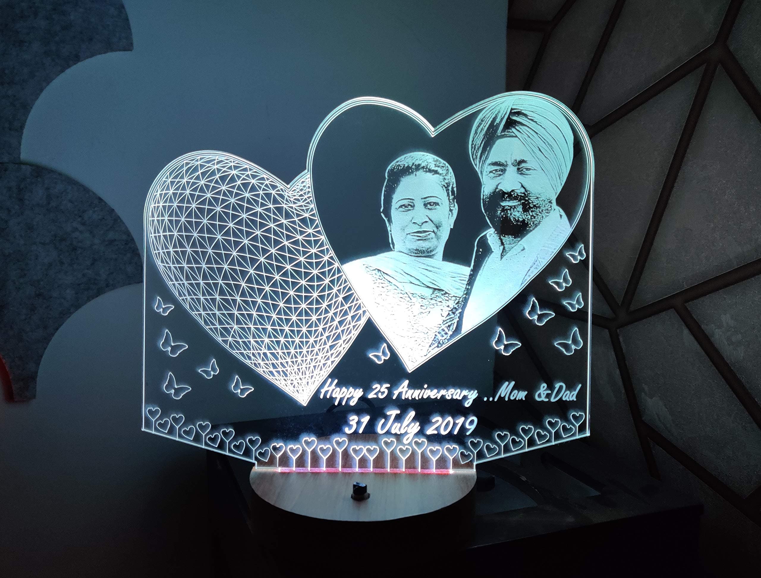 DESIGN ELLE 3D Illusion Photo Led Lamp Gift Customized and Personalized with Any Photo and Names for Birthday Marriage Wedding Anniversary