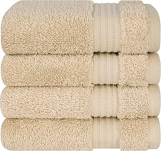 Cotton Paradise 100% Cotton Turkish Washcloth Set for Bathroom, 4 Piece Soft Absorbent Small Hand Face Towels Wash Rags, Beige