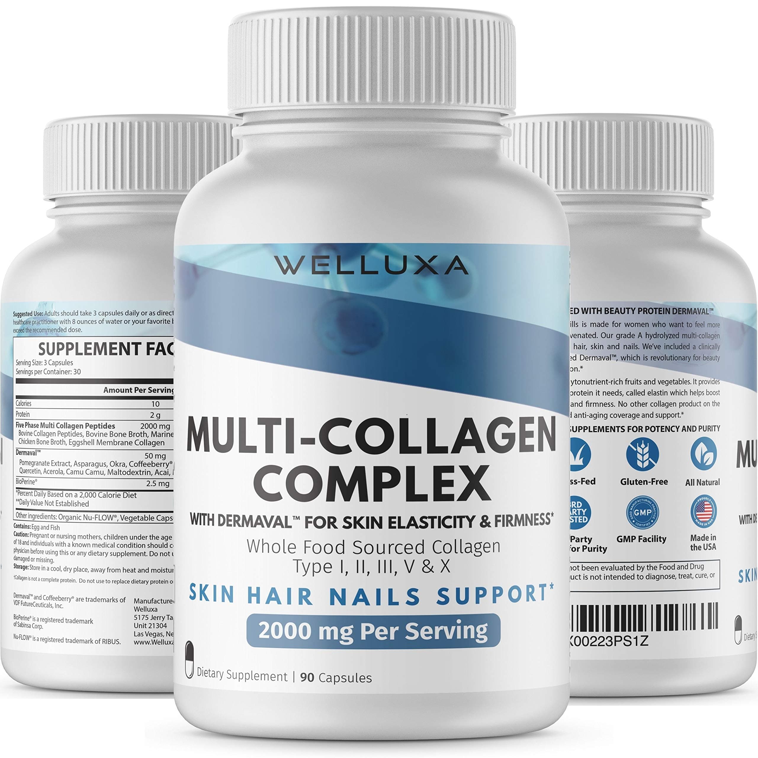 Premium Multi Collagen Pills (2000 mg) Type I,II,III,V,X - Collagen Pills for Hair Skin Nails Bones & Joints - Collagen Peptides - Hydrolyzed Collagen Capsules for Women & Men (90 Count) Unflavored