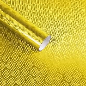 Lypumso Honeycomb Carbon Fiber Vinyl Wrap, Hex Pattern Vinyl Car Wrap with Air Release Technology, Self-Adhesive DIY Auto Exterior Interior Decor Film Sticker (Gold, 1ft x 5ft)