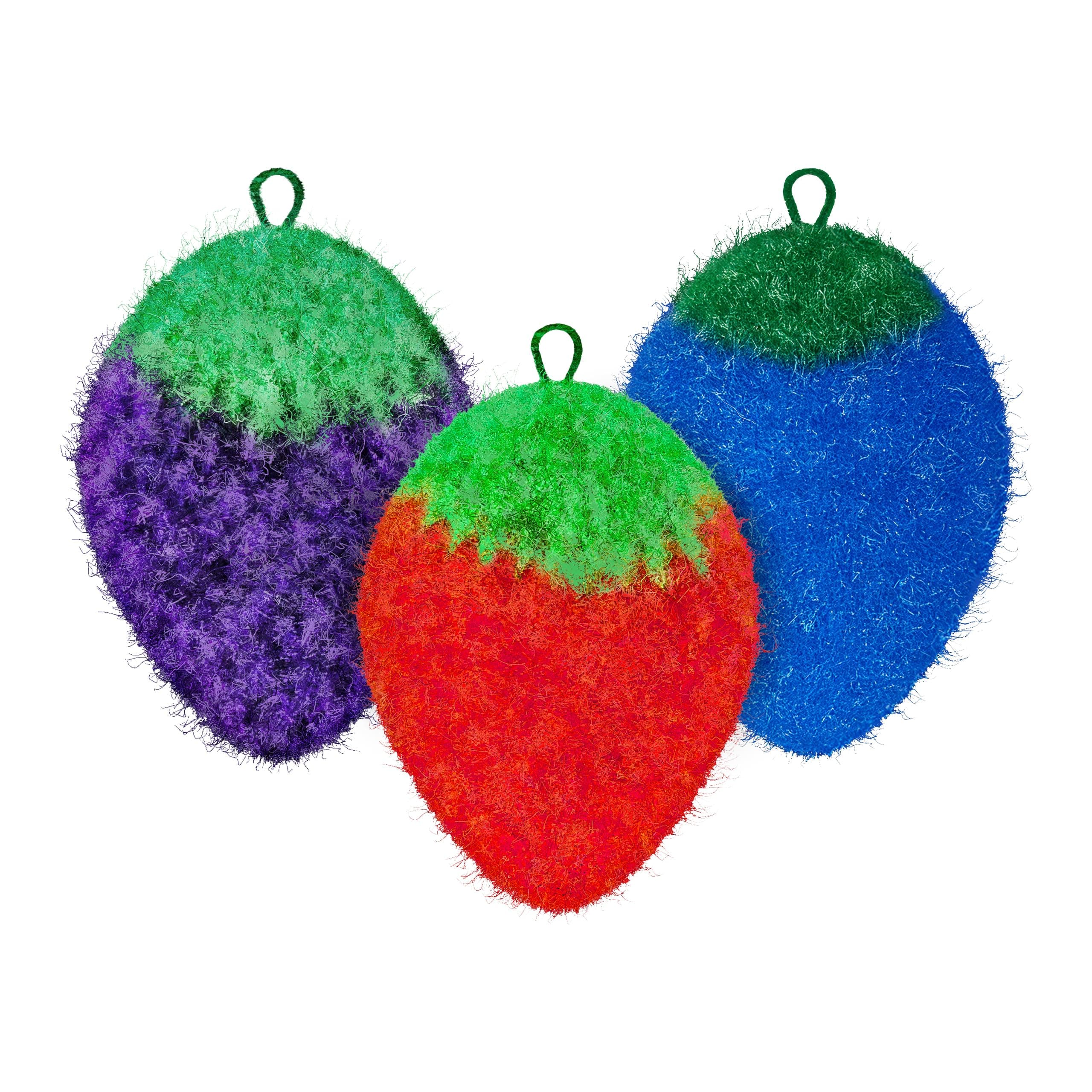 Non-Scratch Dish Scrubber-Long Lasting & Odorless, Safe on Non-Stick, Cast Iron, Glass and Other Surfaces, Reusable Kitchen Sponge Alternative for Kitchen, Bathroom & Floors (Pack of 3)