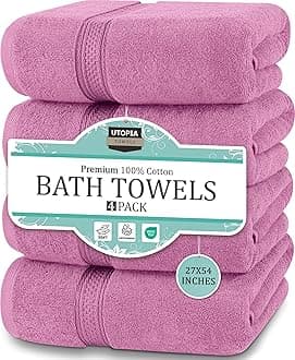 Utopia Towels Luxury Bath Towels, 4 Pack, 27x54, Hotel and Spa Towels (Pink)