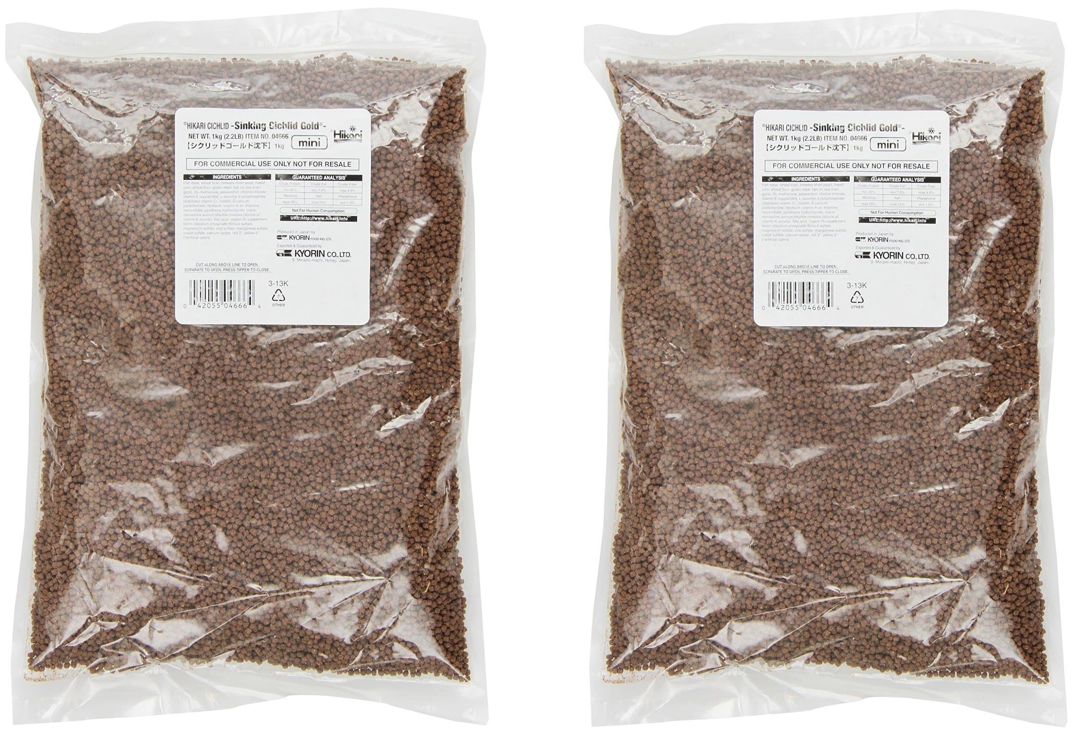 (2 Pack) Sinking Cichlid Gold Pellets for Pets, Mini - 2.2 Pound Bags (4.4 Pounds Total)