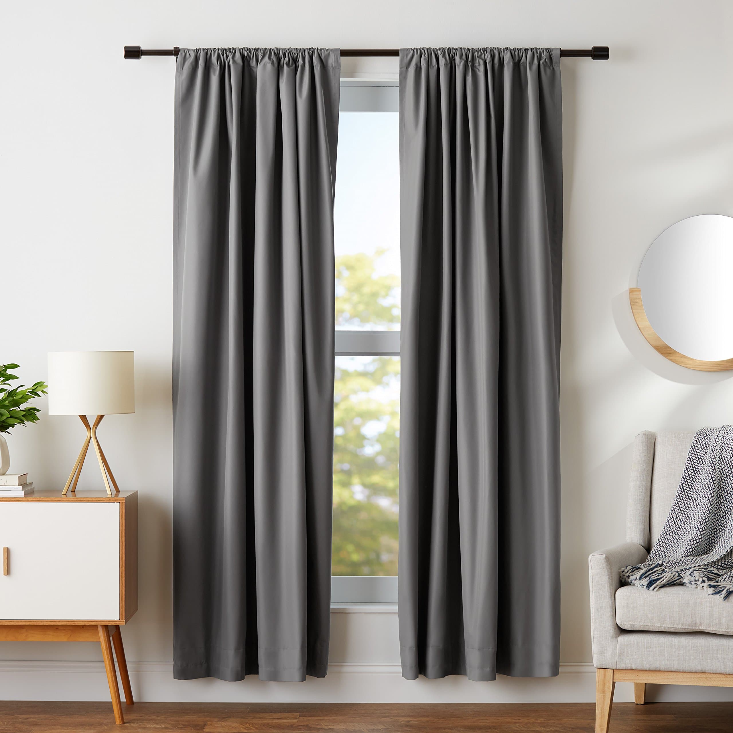 Amazon Basics Blackout Curtain Set - 42" x 84", Dark Grey