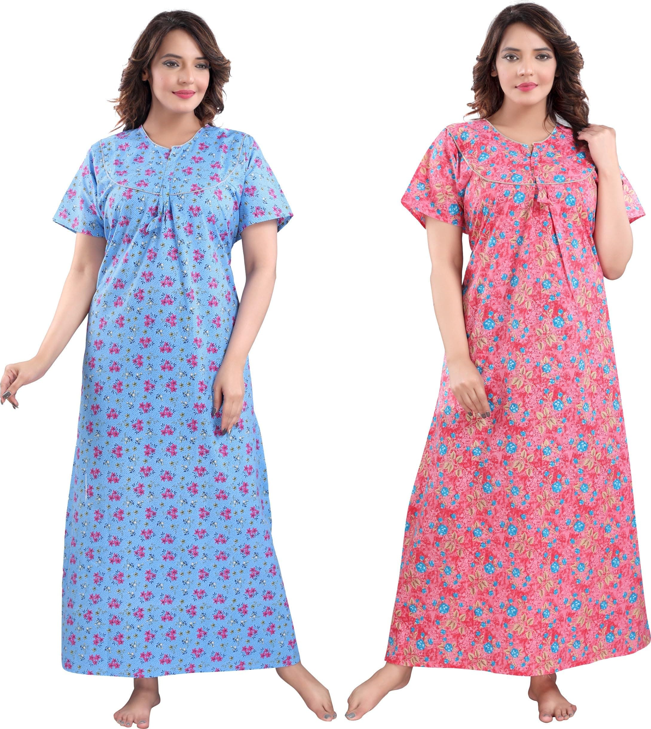 FabmeCotton Women Maxi Nighty