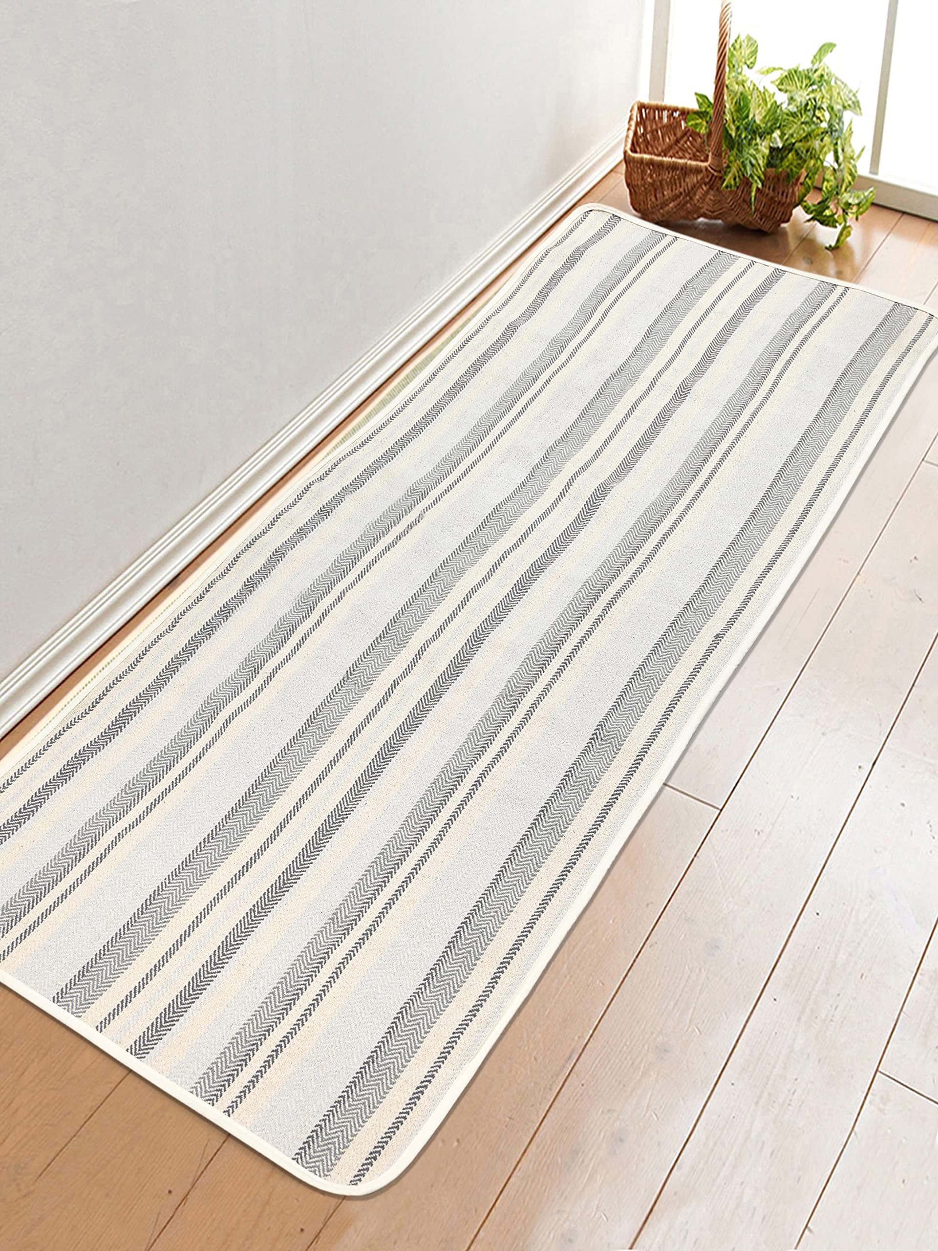 SARAL HOME EASY LIVING Cotton Rectangular Yoga Mat/Runner -(Grey, 60X180 Cm)