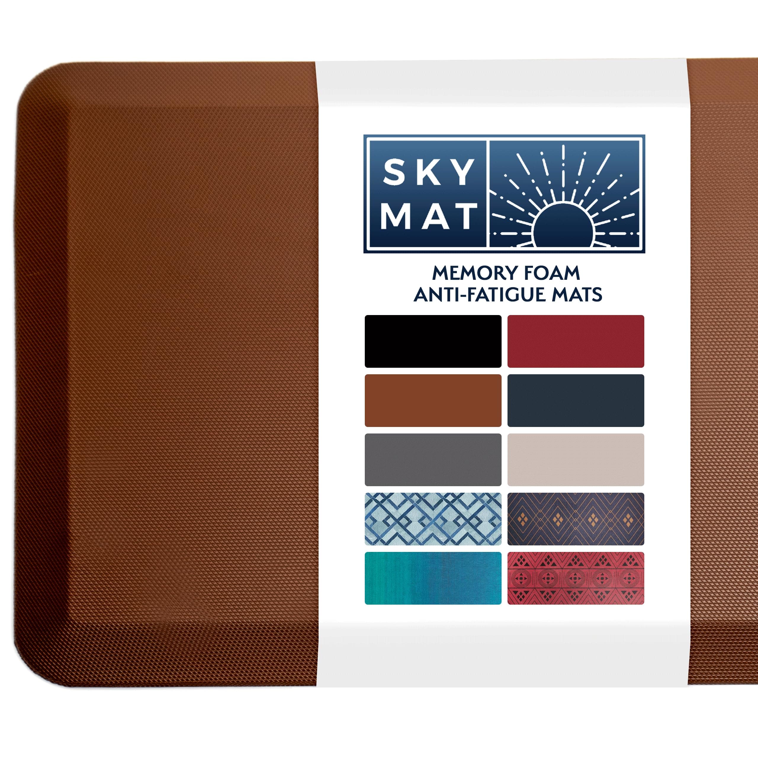Sky Solutions Anti Fatigue Floor Mat - 3/4" Thick Cushioned Kitchen Rug, Standing Desk Mat - Comfort at Home, Office, Garage - Non Slip, Durable and Stain Resistant (24" x 70", Chocolate Brown)