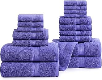 LANE LINENLANE LINEN 100% Cotton Luxury Bathroom Towel Set - 18 Pcs - Ring Spun, Quick Dry, Very Soft & Highly Absorbent - 4 Bath, 8 Washcloths, 6 Hand Towels - Remains Plush After Multiple Washes - Blue Irish