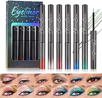 6pcs Multichrome Eyeliner Liquid Liner, Metallic Glitter Shimmer Eyeliner, Long Lasting, Waterproof Colorful Eyeliner
