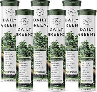 Daily Greens | Wholefood Multivitamins with Vitamin C, Zinc, B6 for Immunity & Detox with Organic Certified Plant Superfoods & Antioxidants (15 Effervescent Tablets) Pack of 6