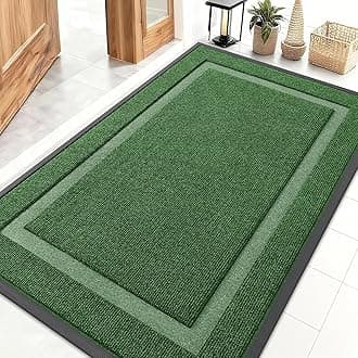 OLANLY Front Door Mat Indoor Outdoor Entrance, Waterproof All-Season, All-Weather Doormat, Sturdy Natural Rubber, Fade Resistant, Low Profile, Easy Clean Patio Porch Entryway Mat, 47x32, Green