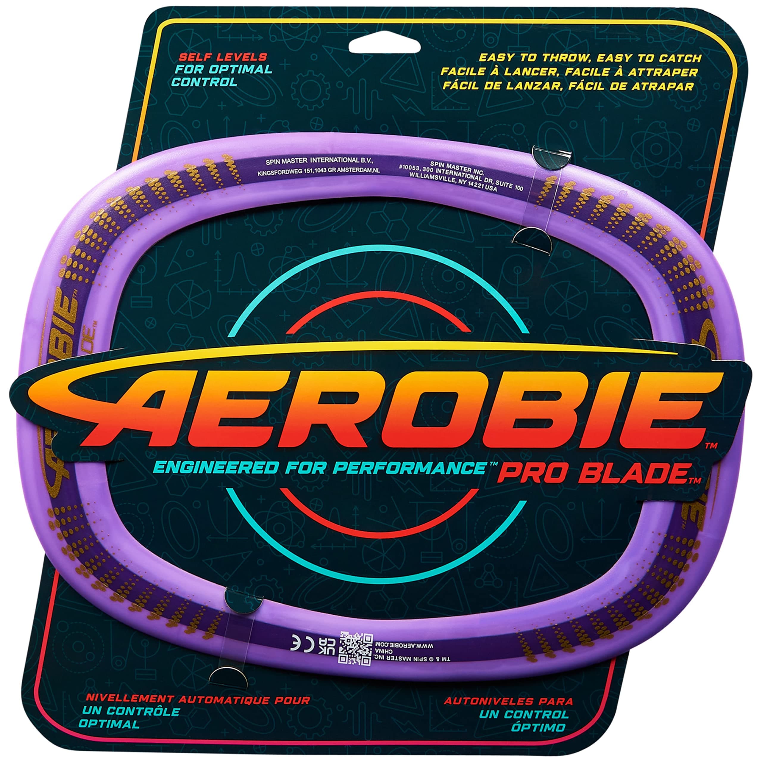 Aerobie Pro Blade, Outdoor Flying Disc Self Levelling Throw Ring for Ages 5+, Purple