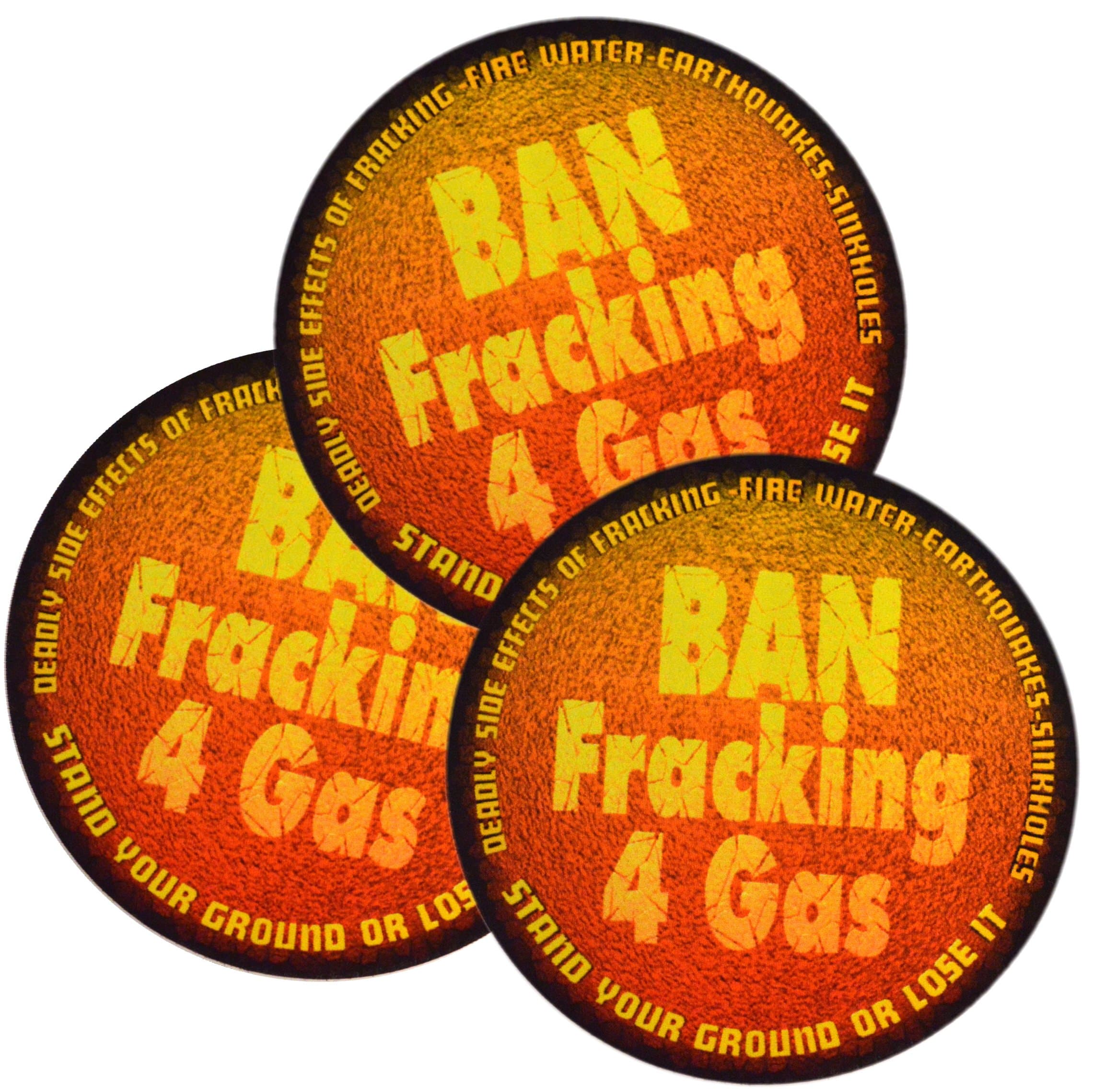 Pack-3 Three Ban Fracking for Gas Stickers UV Protected 3" Vinyl Sticker