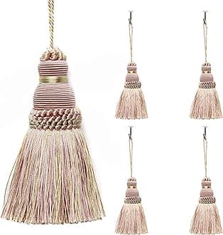Fenghuangwu Colorful Tassel Key Tassels Elegant DIY Accessories for Curtain and Home Decoration… (Mix Pink, 4P)
