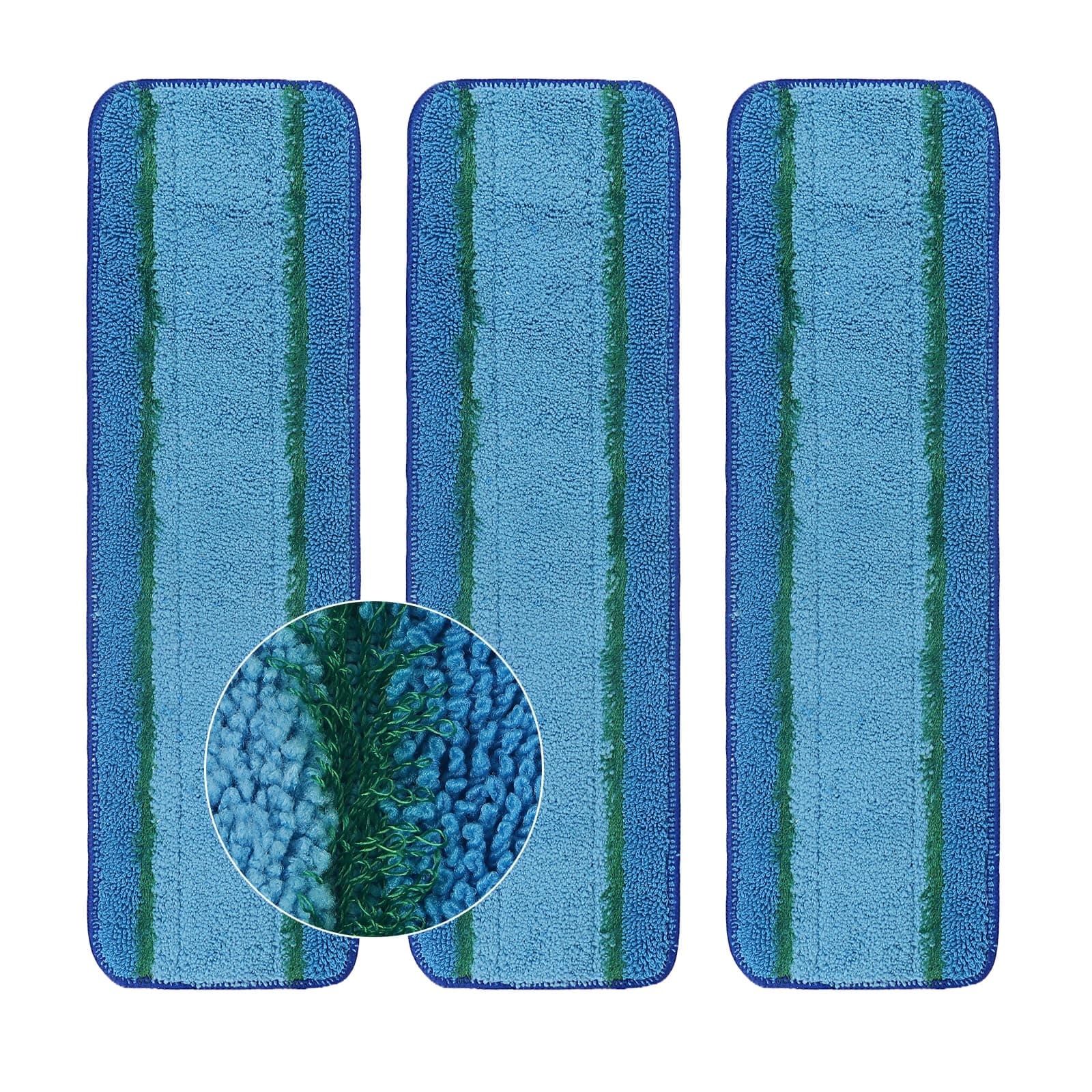 3 Pack Deep Clean Pads Replacement for Bona Family of Mops, Washable & Reusable Microfiber Cleaning Pad for Hardwood and Multi-Surface Floors Cleaning Head, Wet/Dry Mop