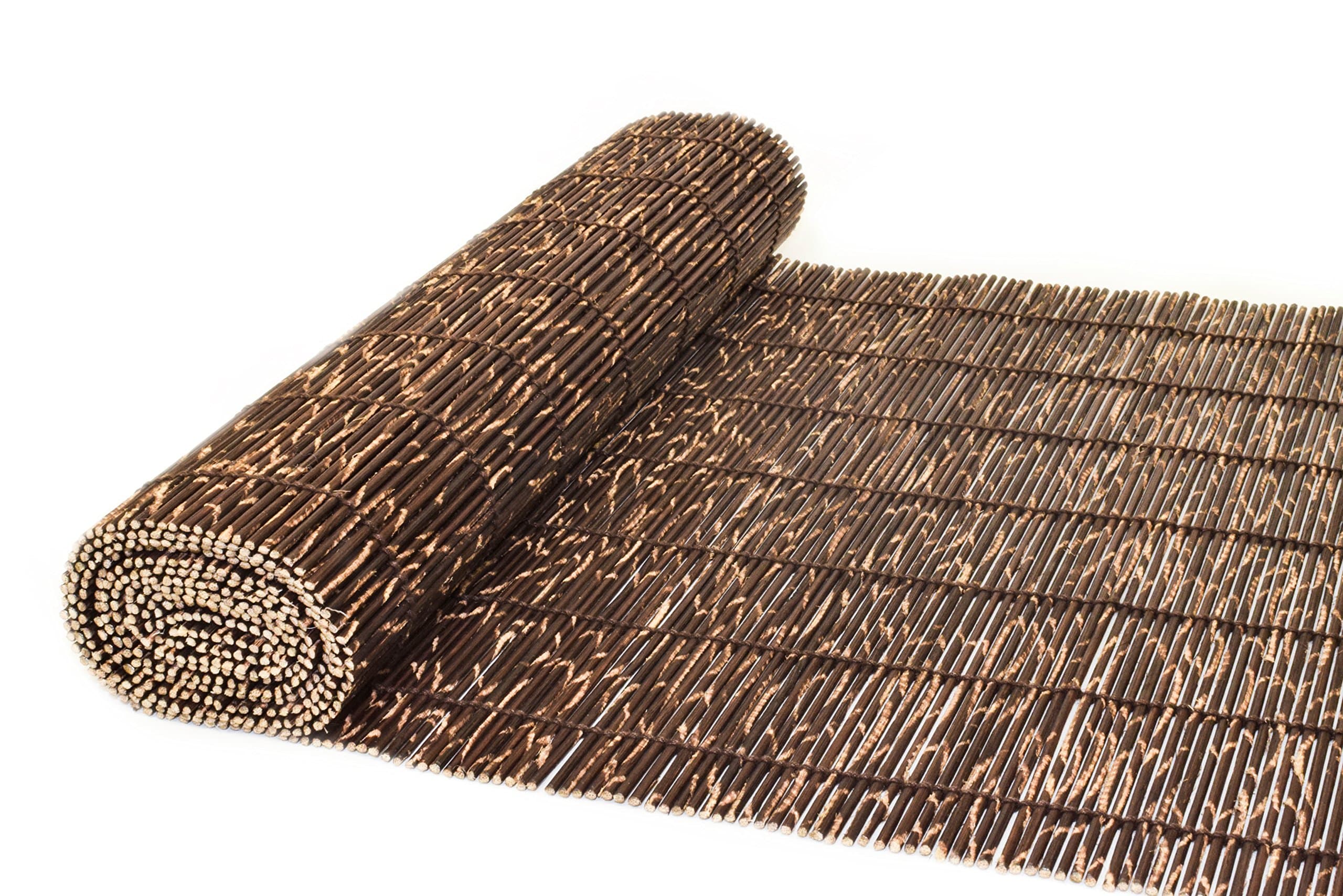 Bamboo Table Runner: 100% Natural Hand Woven Decorative Cover for Dinner and Coffee Table, Eco- Friendly Sustainable Materials, Elegant Style, Wooden Rustic Design (Freckled Brown, 14x72)