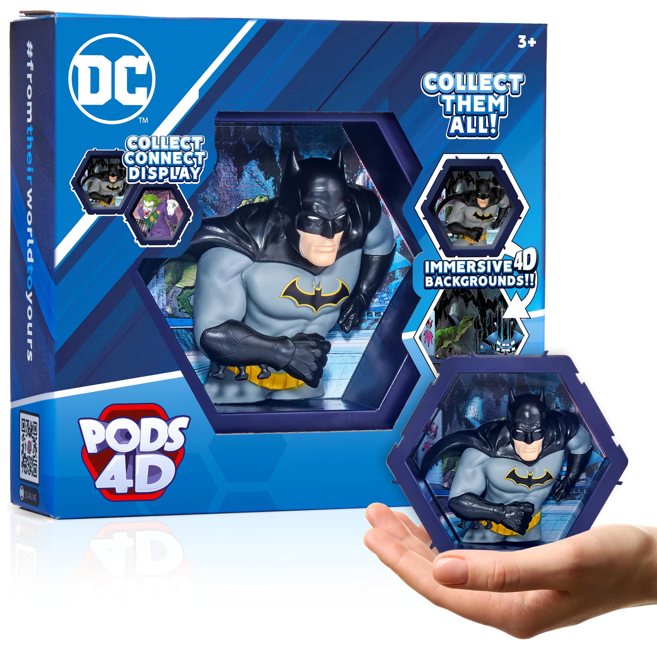 WOW! PODS 4D DC Batman | Unique Connectable Collectable Bobble-head figure that Bursts from their World into Yours | Wall or Shelf Display | DC Toys and Gifts | Series 1 no. 417
