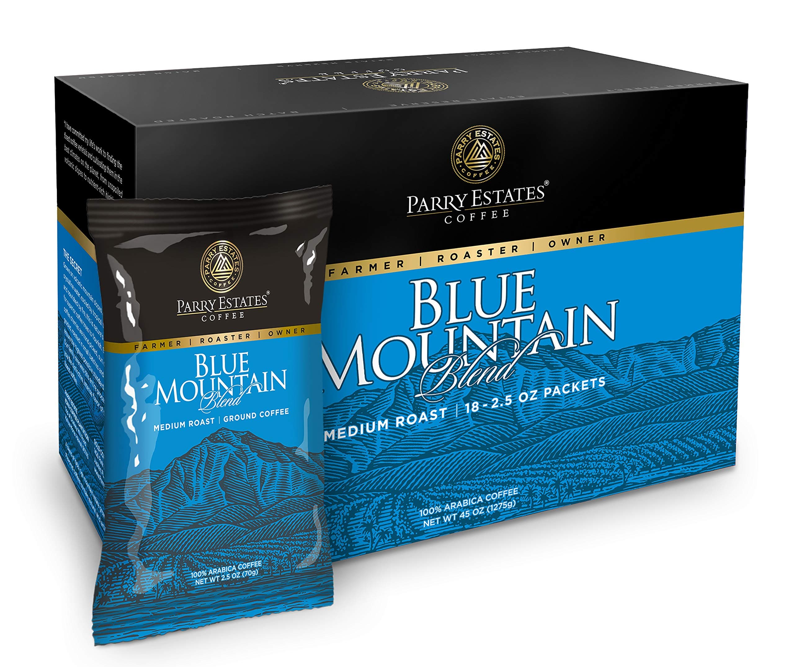 Blue Mountain Coffee Medium Roast Blend Frac Pac 2.5 oz Single Serve Coffee - 18 Packets