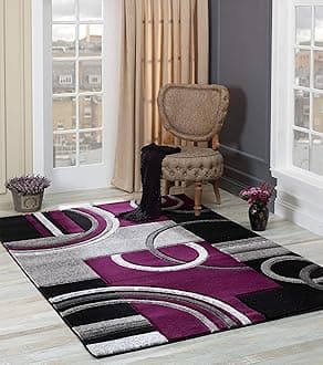 GLORY RUGS Area Rug Modern 8x10 Purple Soft Hand Carved Contemporary Floor Carpet with Premium Fluffy Texture for Indoor Living Dining Room and Bedroom Area
