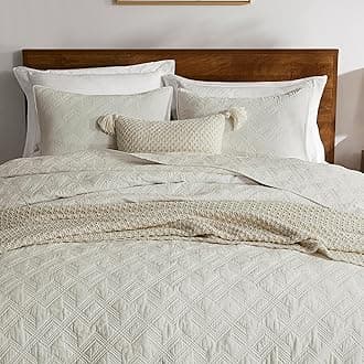 100% Cotton Oversized King Quilt Set - Beige California Cal King Size Soft Lightweight Modern Bedspread, Farmhouse Country Rustic Coverlet, Textured Like Linen, Shabby Chic Bedding