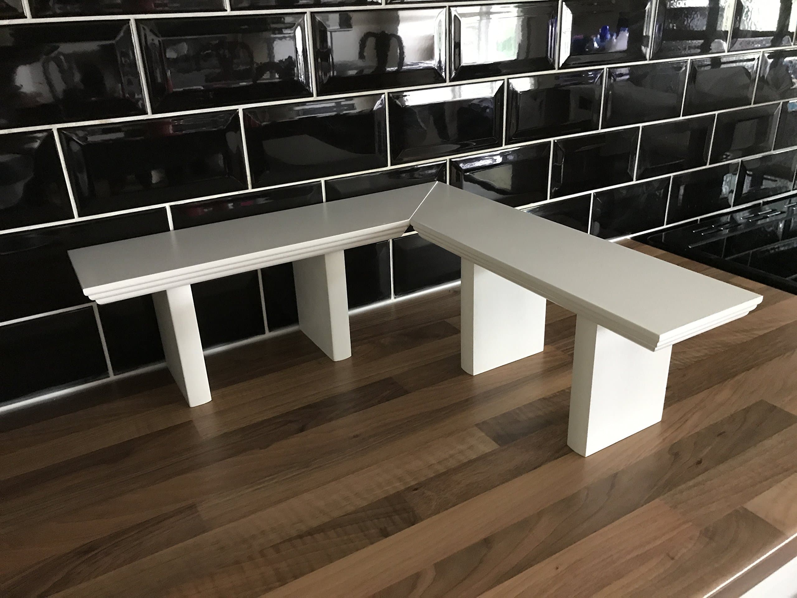 Kitchen Organiser Corner Shelf for Worktop which is Free Standing 25mm Wooden elegant design Rio by Dorchi (Corner 50x50cm, White)