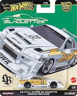 Hot Wheels JBK59 Car Culture Silhouette LB-ER34 Super Silhouette Nissan Skyline Vehicle Toy Mini Car 3 Years Old and Up White