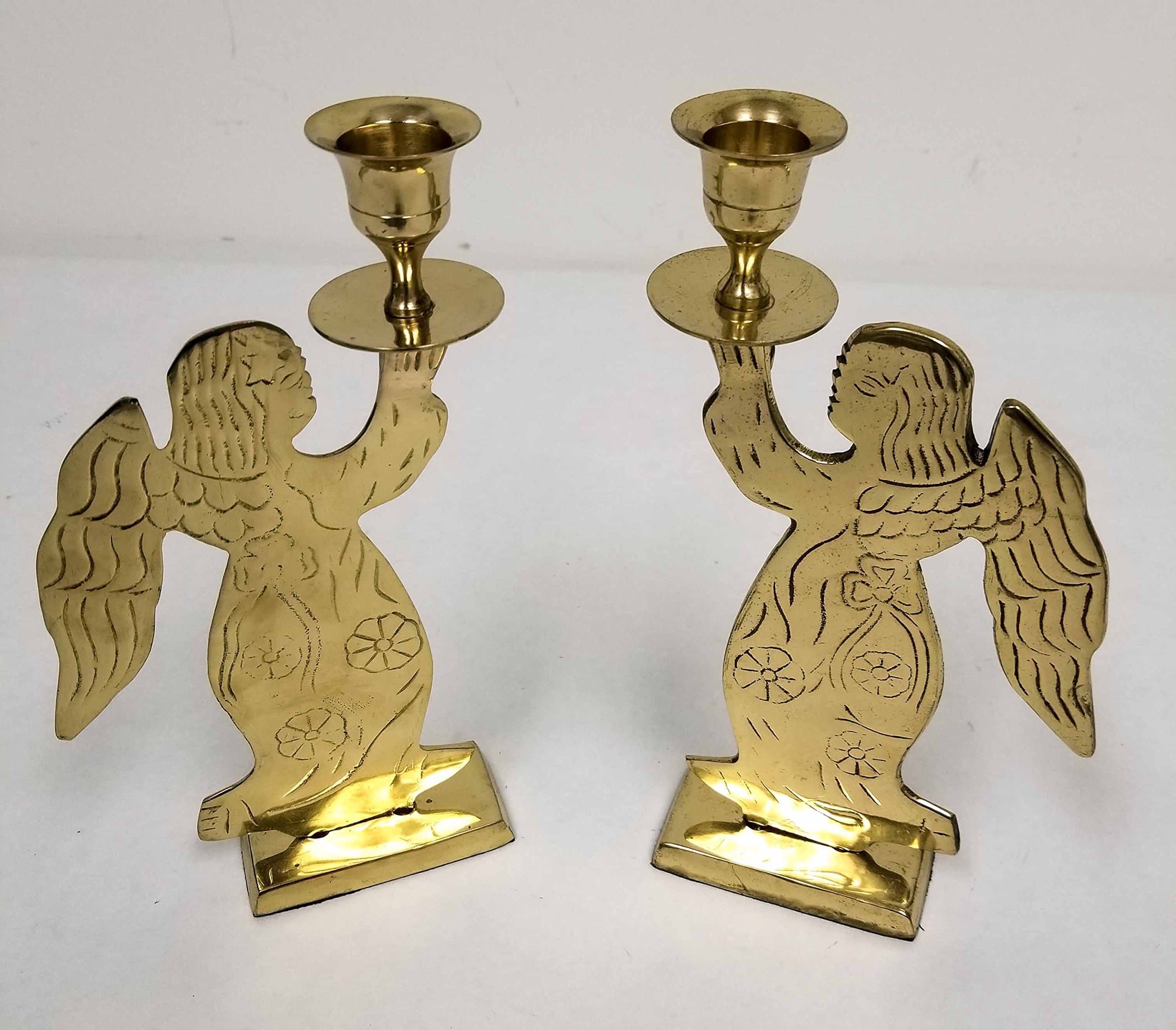 Solid Brass Angel Candle Holders-Set of 2 Pieces by IMA BRASS