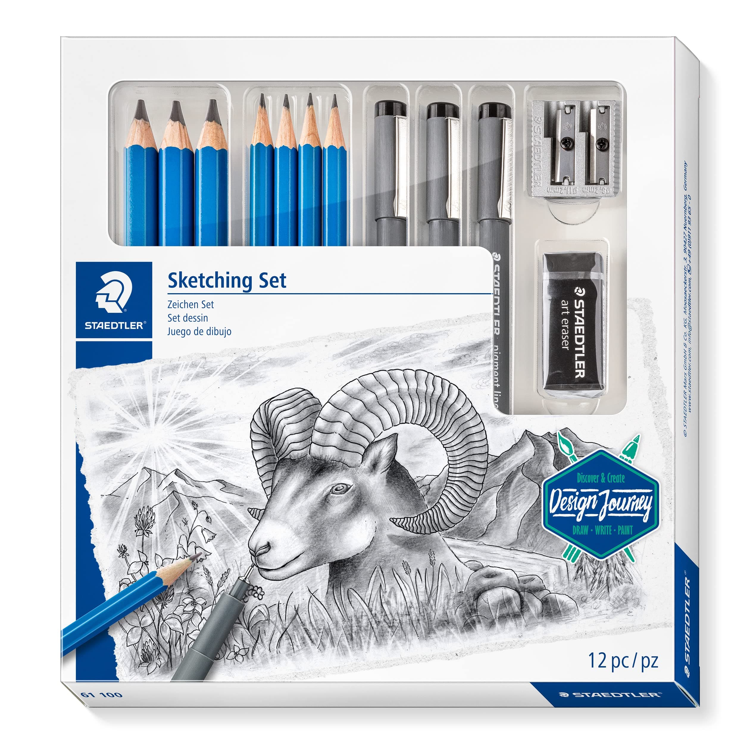 61 100 Design Journey Sketching Set - Mixed Set for Sketching Beginners (Pack of 12 Pieces)